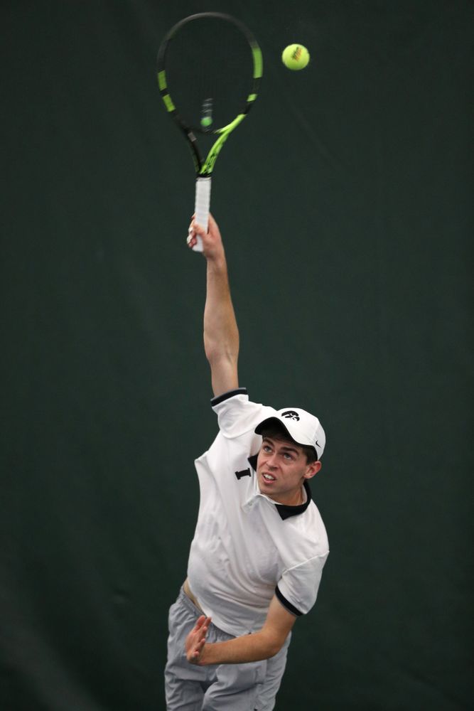 Iowa's Morgan Lohan against Western Michigan Saturday, January 19, 2019 at the Hawkeye Tennis and Recreation Complex. (Brian Ray/hawkeyesports.com)