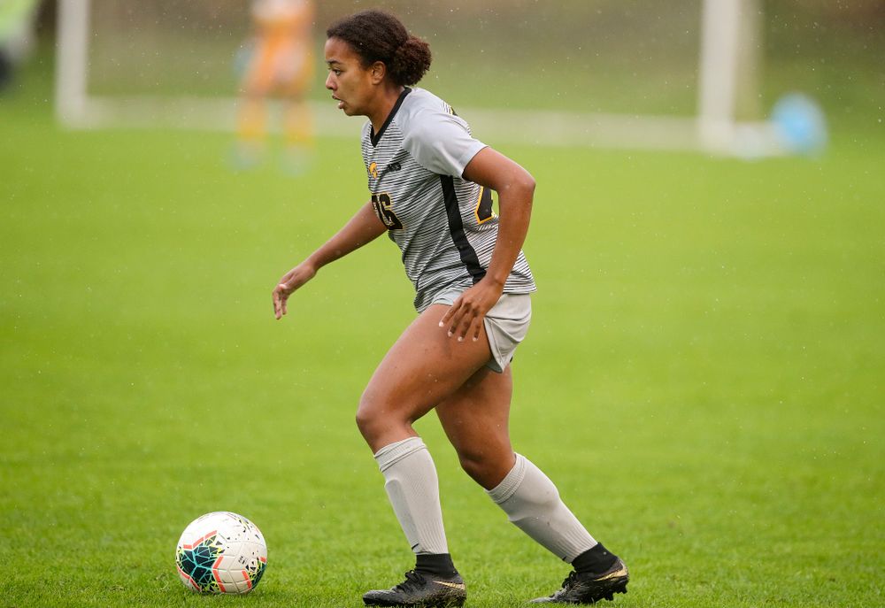 Iowa midfielder/forward Melina Hegelheimer (26) looks to pass during the second half of their match at the Iowa Soccer Complex in Iowa City on Sunday, Sep 29, 2019. (Stephen Mally/hawkeyesports.com)