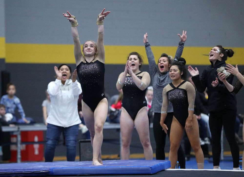 Iowa's Lauren Guerin competes on the floor during the Black and Gold intrasquad meet Saturday, December 1, 2018 at the University of Iowa Field House. (Brian Ray/hawkeyesports.com)