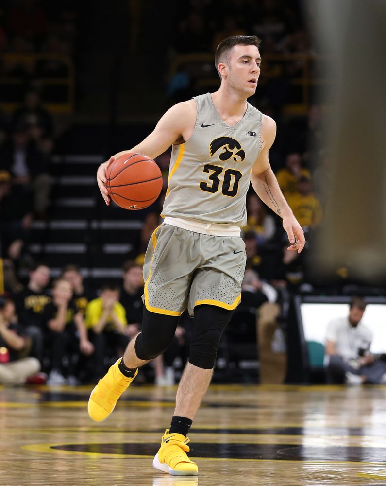 Iowa Hawkeyes guard Connor McCaffery (30) against the Nebraska Cornhuskers Sunday, January 6, 2019 at Carver-Hawkeye Arena. (Brian Ray/hawkeyesports.com)