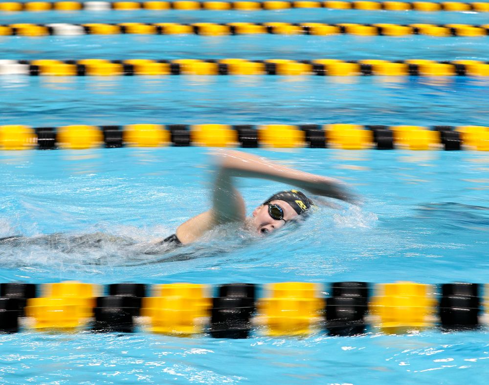 Iowa’s Taylor Hartley swims the women’s 1650 yard freestyle event during the 2020 Women’s Big Ten Swimming and Diving Championships at the Campus Recreation and Wellness Center in Iowa City on Saturday, February 22, 2020. (Stephen Mally/hawkeyesports.com)