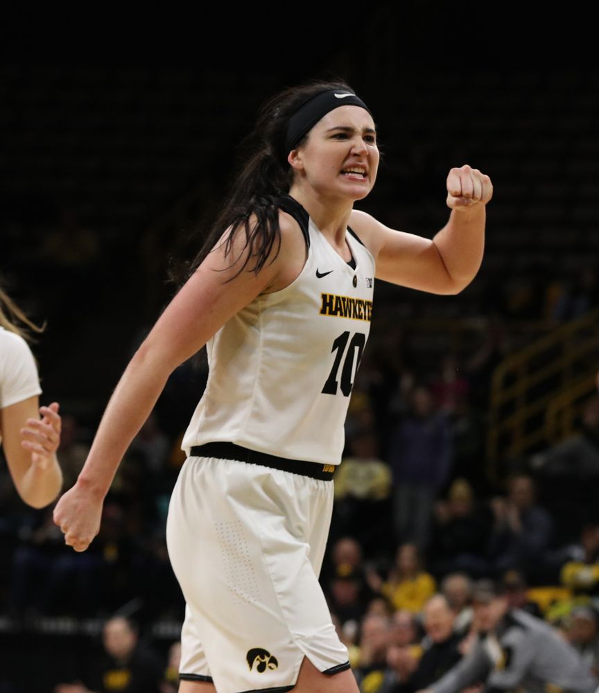 Iowa Hawkeyes forward Megan Gustafson (10) against the Michigan Wolverines Thursday, January 17, 2019 at Carver-Hawkeye Arena. (Brian Ray/hawkeyesports.com)