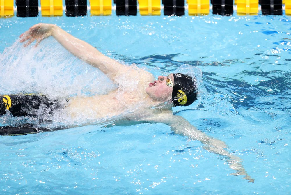 Iowa's John Colin competes in the 100-yard backstroke on the third day at the 2019 Big Ten Swimming and Diving Championships Thursday, February 28, 2019 at the Campus Wellness and Recreation Center. (Brian Ray/hawkeyesports.com)