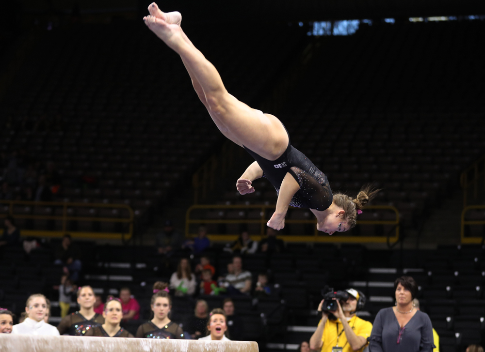Iowa's Mackenzie Vance competes on the beam during their meet against the Minnesota Golden Gophers Saturday, January 19, 2019 at Carver-Hawkeye Arena. (Brian Ray/hawkeyesports.com)