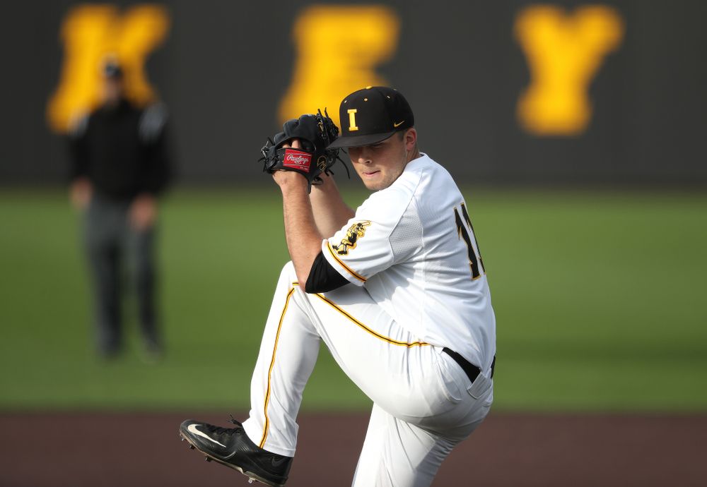 Iowa Hawkeyes Cole McDonald (11) during game one against UC Irvine Friday, May 3, 2019 at Duane Banks Field. (Brian Ray/hawkeyesports.com)