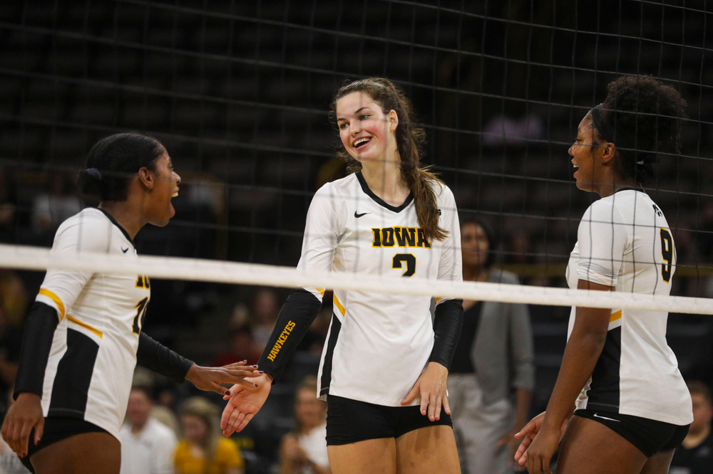 Iowa Hawkeyes setter Courtney Buzzerio (2) against Coastal Carolina Friday, September 20, 2019 at Carver-Hawkeye Arena. (Lily Smith/hawkeyesports.com)