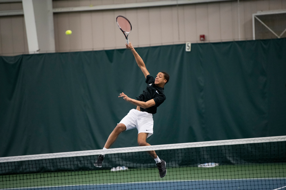 The Iowa men's tennis team competes against Cornell in The Rise Tennis Center in Ithaca, NY on Sunday, Feb. 24, 2019.