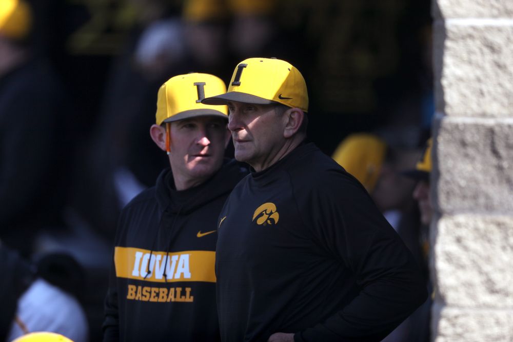 Head Coach Rick Heller against California State Northridge Sunday, March 17, 2019 at Duane Banks Field. (Brian Ray/hawkeyesports.com)