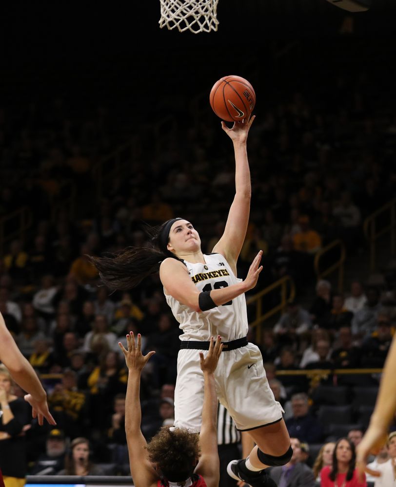 Iowa Hawkeyes forward Megan Gustafson (10) against the IUPUI Jaguars Saturday, December 8, 2018 at Carver-Hawkeye Arena. (Brian Ray/hawkeyesports.com)