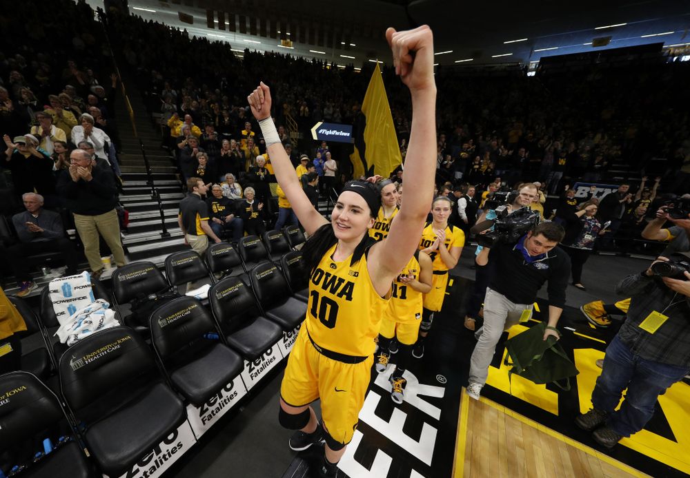 Iowa Hawkeyes forward Megan Gustafson (10) against the Northwestern Wildcats Sunday, March 3, 2019 at Carver-Hawkeye Arena. (Brian Ray/hawkeyesports.com)