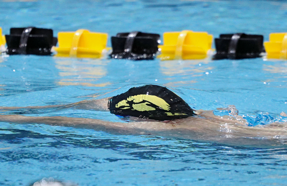 Iowa’s Dolan Craine swims the men’s 50-yard breaststroke event during their meet against Michigan State at the Campus Recreation and Wellness Center in Iowa City on Thursday, Oct 3, 2019. (Stephen Mally/hawkeyesports.com)