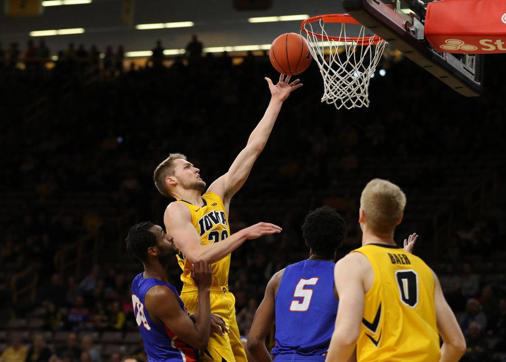 Iowa Hawkeyes forward Riley Till (20) against the Savannah State Tigers Saturday, December 22, 2018 at Carver-Hawkeye Arena. (Brian Ray/hawkeyesports.com)