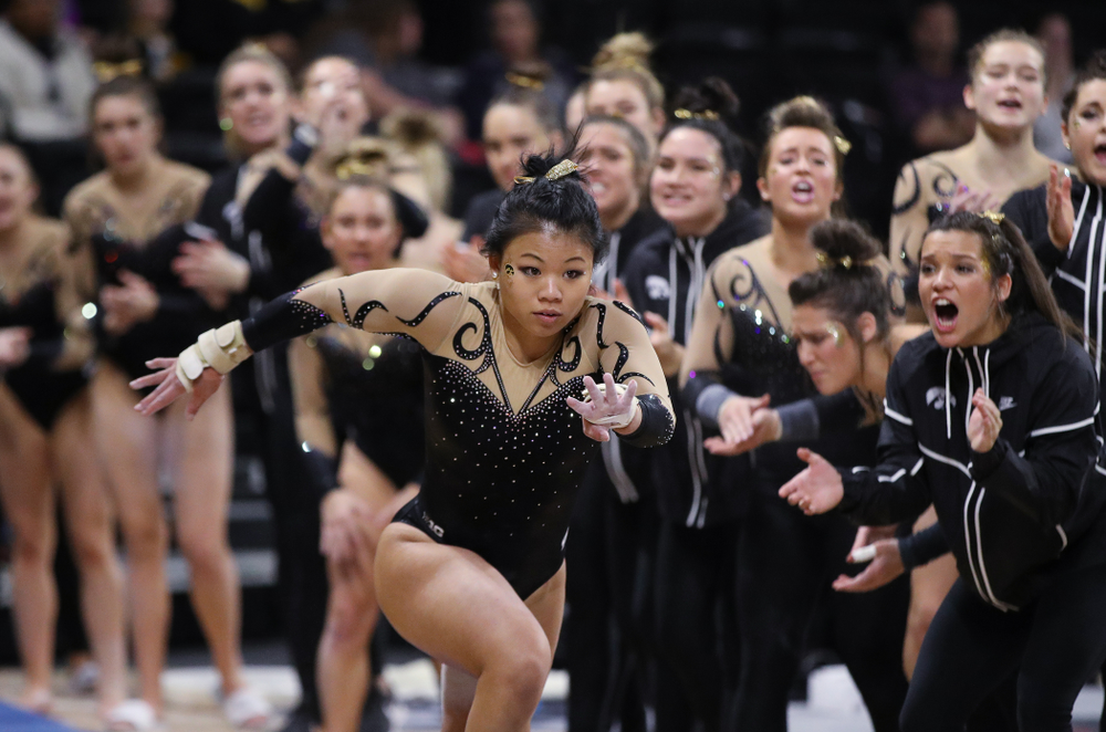 Iowa's Misty-Jade Carlson competes on the vault during their meet against Southeast Missouri State Friday, January 11, 2019 at Carver-Hawkeye Arena. (Brian Ray/hawkeyesports.com)