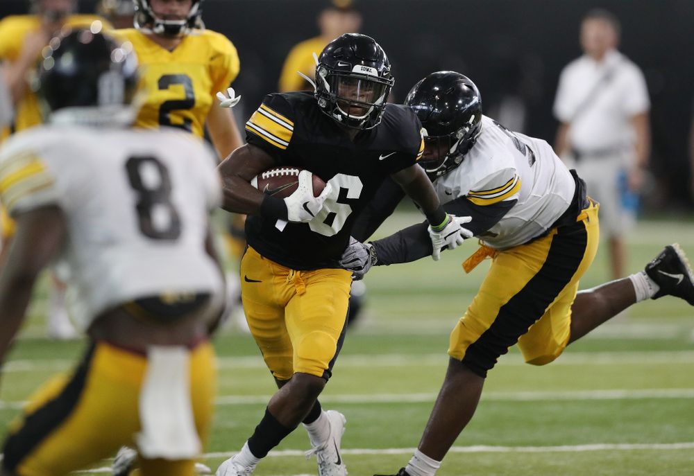Iowa Hawkeyes wide receiver Ihmir Smith-Marsette (6) during Fall Camp Practice No. 6 Thursday, August 8, 2019 at the Ronald D. and Margaret L. Kenyon Football Practice Facility. (Brian Ray/hawkeyesports.com)