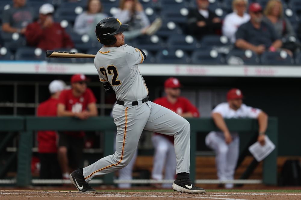 Iowa Hawkeyes Tanner Padgett (22) against the Indiana Hoosiers in the first round of the Big Ten Baseball Tournament Wednesday, May 22, 2019 at TD Ameritrade Park in Omaha, Neb. (Brian Ray/hawkeyesports.com)