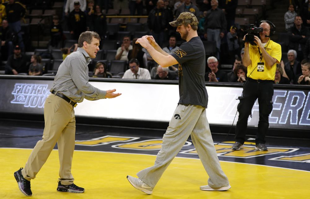Iowa senior Mitch Bowman during senior night following their meet against the Indiana Hoosiers Friday, February 15, 2019 at Carver-Hawkeye Arena. (Brian Ray/hawkeyesports.com)