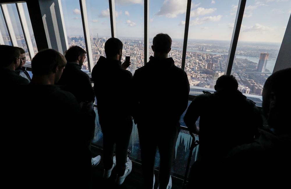 The Iowa Hawkeyes visit the observation deck of the One World Trade Center and the 9/11 Memorial and Museum.