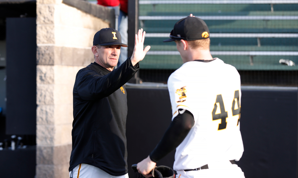 Iowa Hawkeyes head coach Rick Heller against Northern Illinois Tuesday, April 17, 2018 at Duane Banks Field. (Brian Ray/hawkeyesports.com)