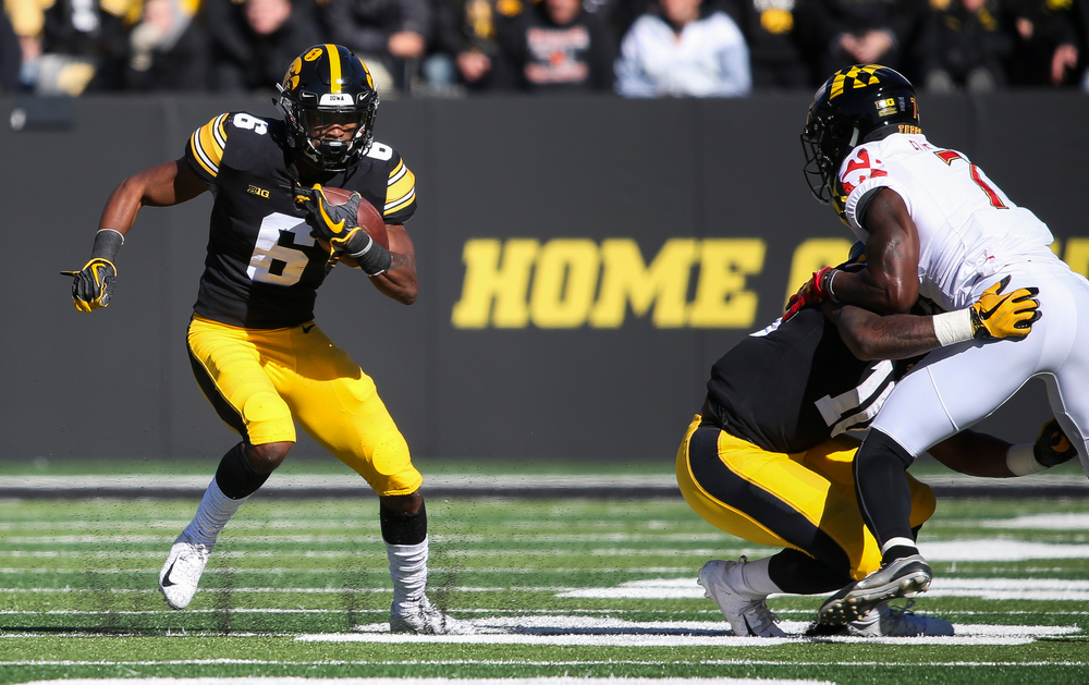 Iowa Hawkeyes wide receiver Ihmir Smith-Marsette (6) during a game against Maryland at Kinnick Stadium on October 20, 2018. (Tork Mason/hawkeyesports.com)