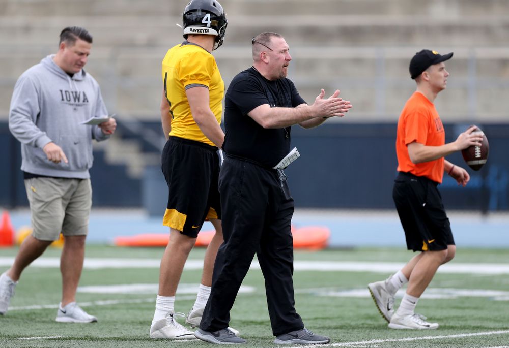 Iowa Hawkeyes offensive line coach Tim Polasek during practice Sunday, December 22, 2019 at Mesa College in San Diego. (Brian Ray/hawkeyesports.com)