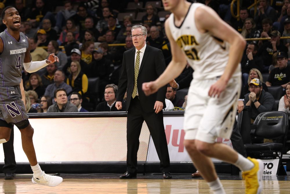 Iowa Hawkeyes head coach Fran McCaffery against the Northwestern Wildcats Sunday, February 10, 2019 at Carver-Hawkeye Arena. (Brian Ray/hawkeyesports.com)