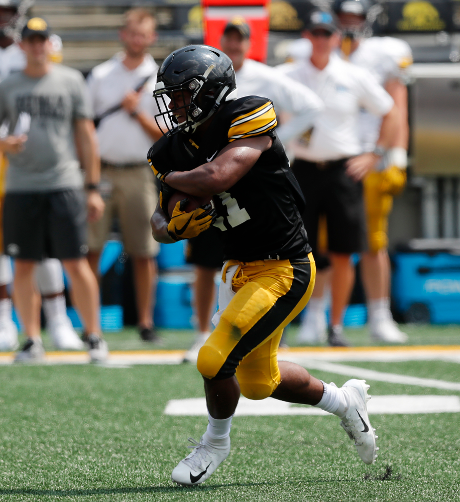 Iowa Hawkeyes running back Ivory Kelly-Martin (21) during Kids Day Saturday, August 11, 2018 at Kinnick Stadium. (Brian Ray/hawkeyesports.com)