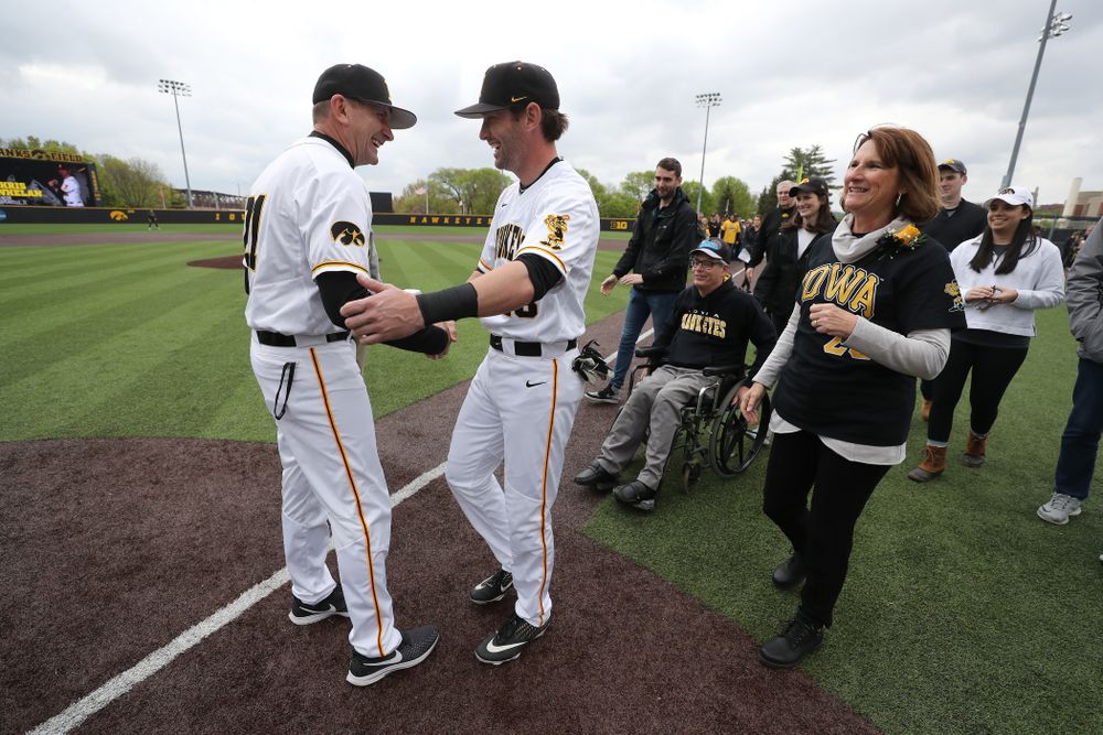 Iowa Hawkeyes Chris Whelan (28) during senior day festivities before their game against Michigan State Sunday, May 12, 2019 at Duane Banks Field. (Brian Ray/hawkeyesports.com)