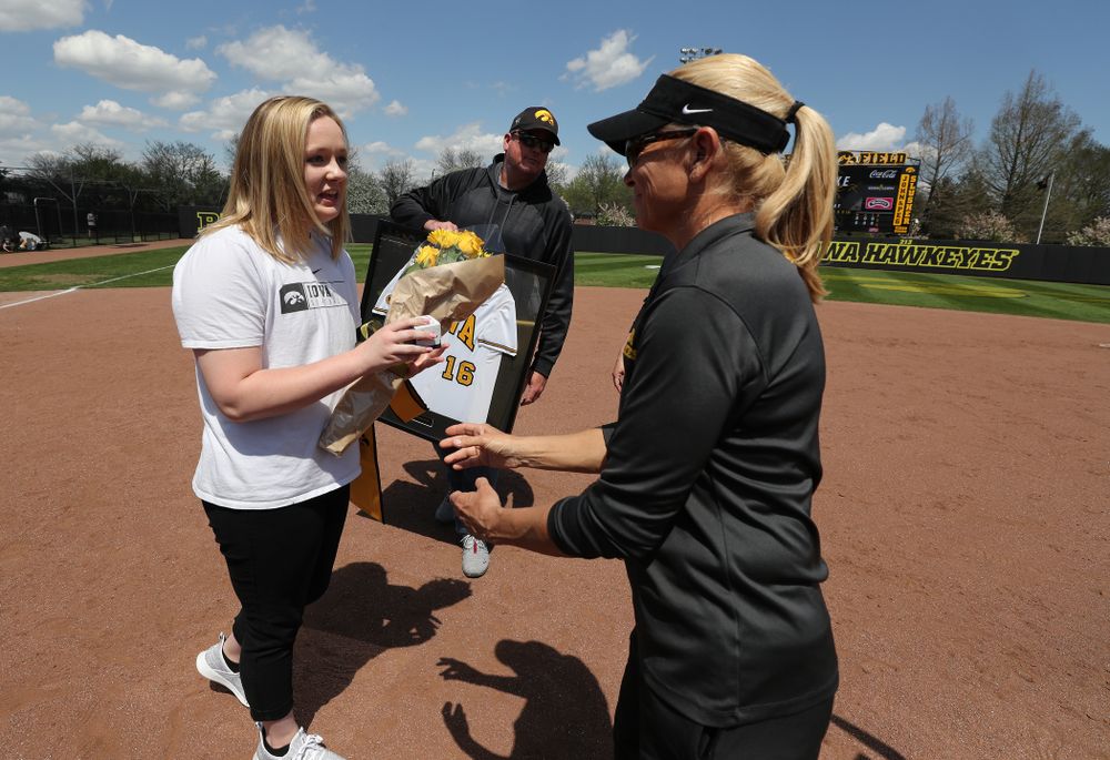 Senior Student Assistant Coach Brooke Rozier during senior day festivities following their game against the Ohio State Buckeyes Sunday, May 5, 2019 at Pearl Field. (Brian Ray/hawkeyesports.com)ic
