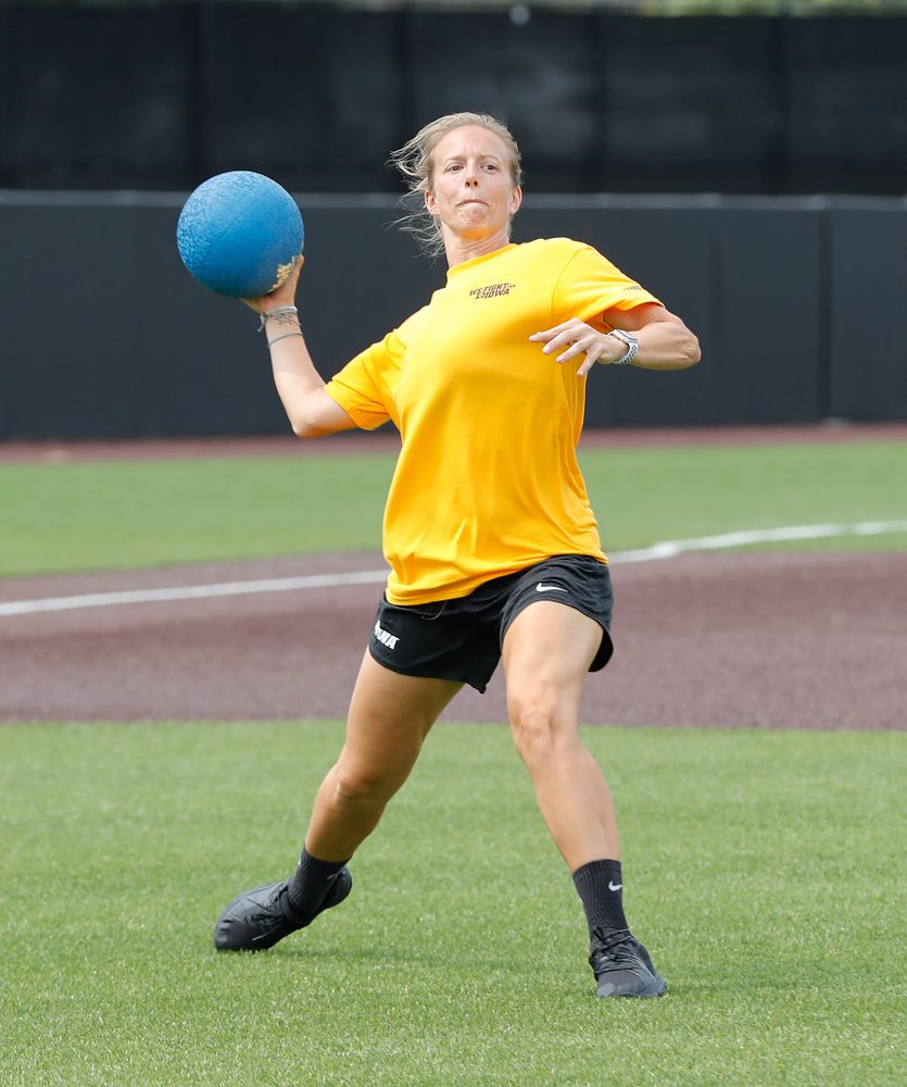 Field Hockey Asst. Coach Roz Ellis during the Iowa Student Athlete Kickoff Kickball game Sunday, August 19, 2018 at Duane Banks Field. (Brian Ray/hawkeyesports.com)