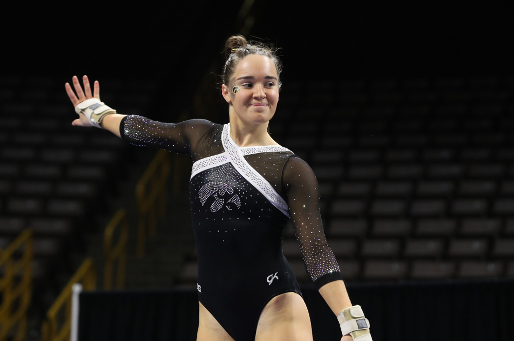 Iowa's Allie Gilchrist competes on the beam against the Rutgers Scarlet Knights Saturday, January 26, 2019 at Carver-Hawkeye Arena. (Brian Ray/hawkeyesports.com)