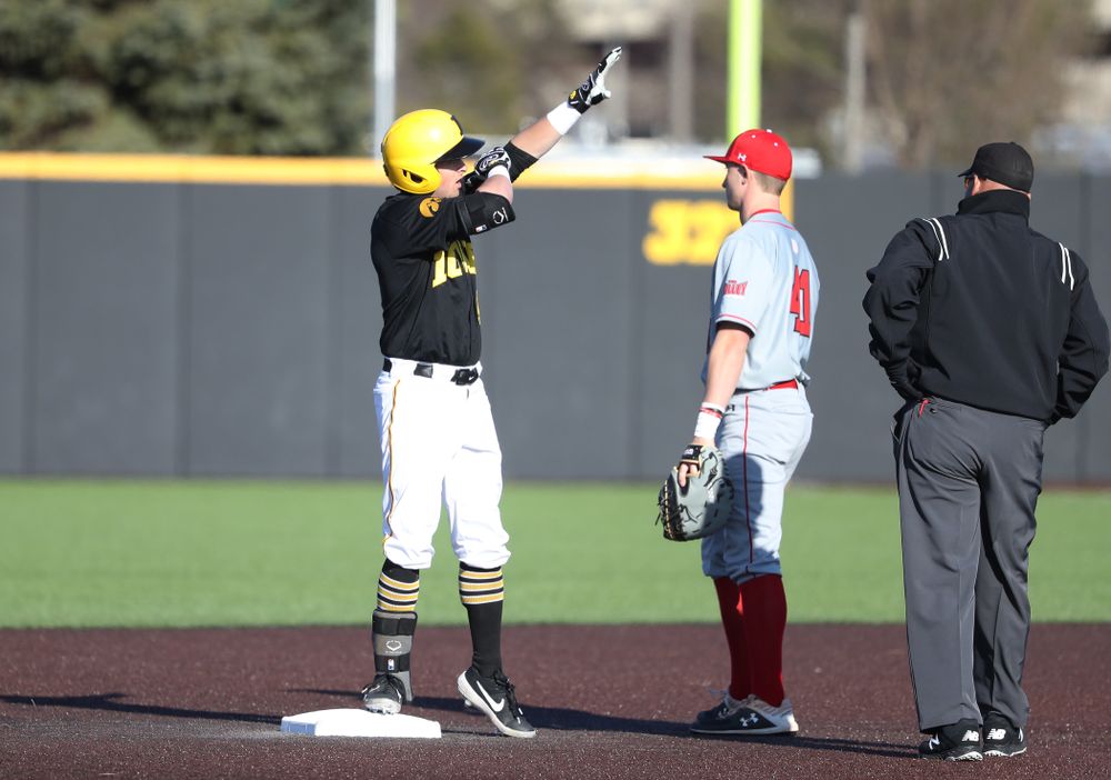 Iowa Hawkeyes infielder Mitchell Boe (4) against the Bradley Braves Tuesday, March 26, 2019 at Duane Banks Field. (Brian Ray/hawkeyesports.com)