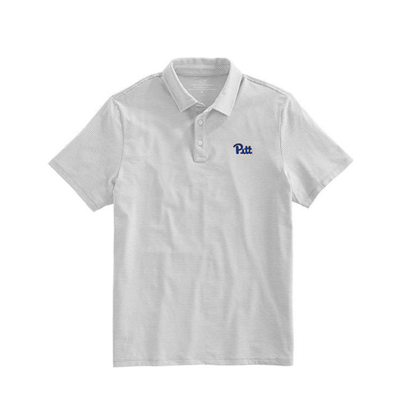 Pitt Panthers Vineyard Vines Script Pitt Men S Winstead Strip Polo Shirt Pittsburgh Panthers