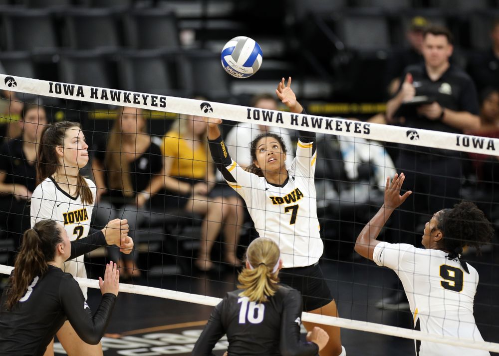 Iowa Hawkeyes setter Brie Orr (7) against Lipscomb Friday, September 20, 2019 at Carver-Hawkeye Arena. (Brian Ray/hawkeyesports.com)