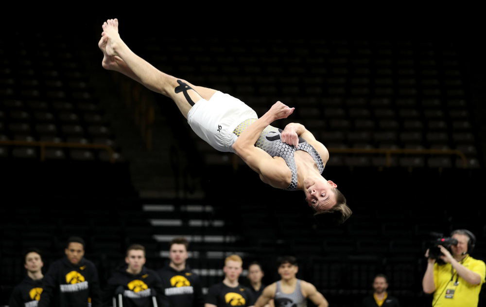 Iowa’s Kulani Taylor competes on the floor against Illinois Sunday, March 1, 2020 at Carver-Hawkeye Arena. (Brian Ray/hawkeyesports.com)