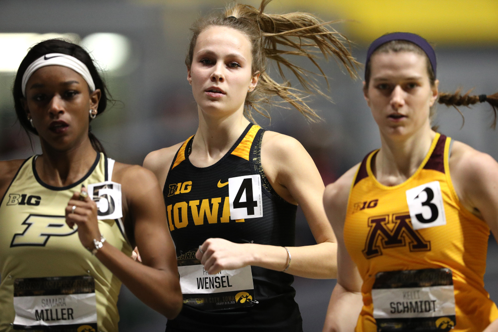 Iowa's Payton Wensel runs the 600 meter premier during the 2019 Larry Wieczorek Invitational Friday, January 18, 2019 at the Hawkeye Tennis and Recreation Center. (Brian Ray/hawkeyesports.com)