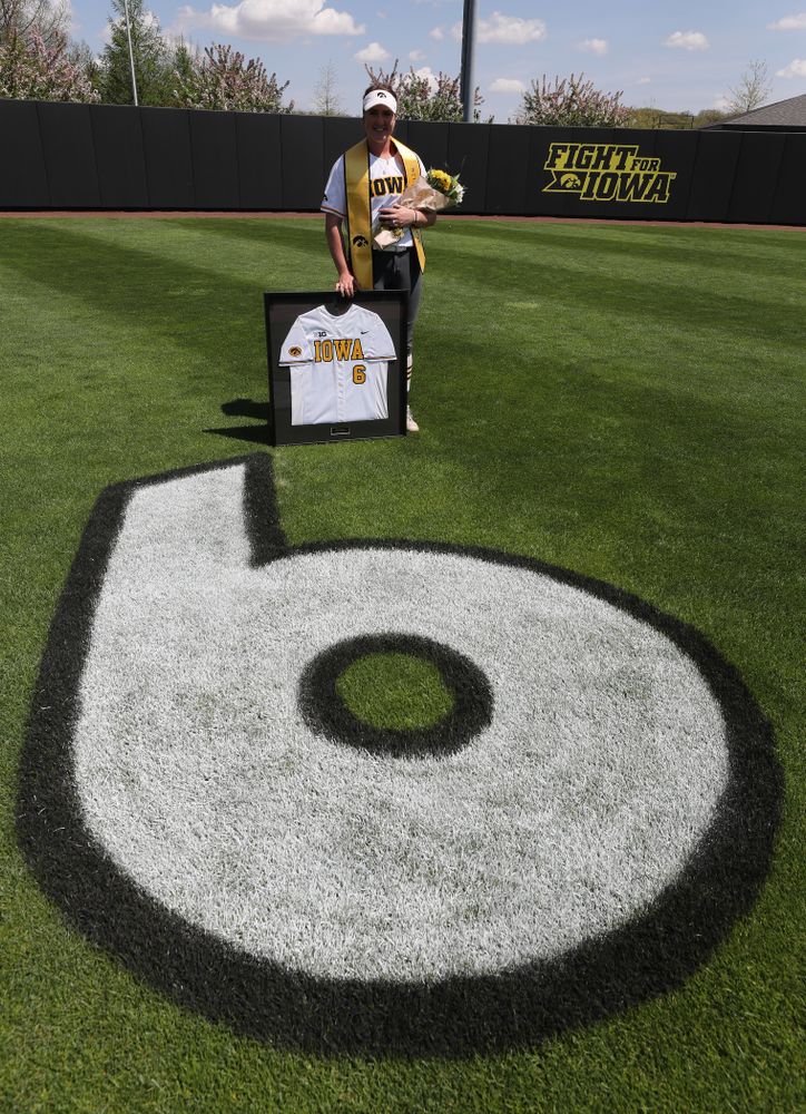 Iowa Hawkeyes Erin Riding (6) during senior day festivities following their game against the Ohio State Buckeyes Sunday, May 5, 2019 at Pearl Field. (Brian Ray/hawkeyesports.com)ic