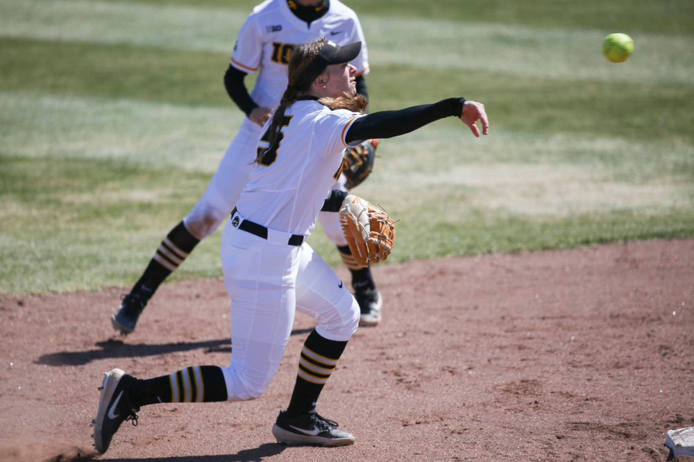 Iowa infielder Sydney Owens (5) at game 3 vs Northwestern on Sunday, March 31, 2019 at Bob Pearl Field. (Lily Smith/hawkeyesports.com)