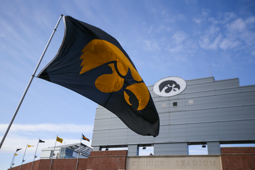 A Tigerhawk flag waves during Iowa football vs Penn State on Saturday, October 12, 2019 at Kinnick Stadium. (Lily Smith/hawkeyesports.com)