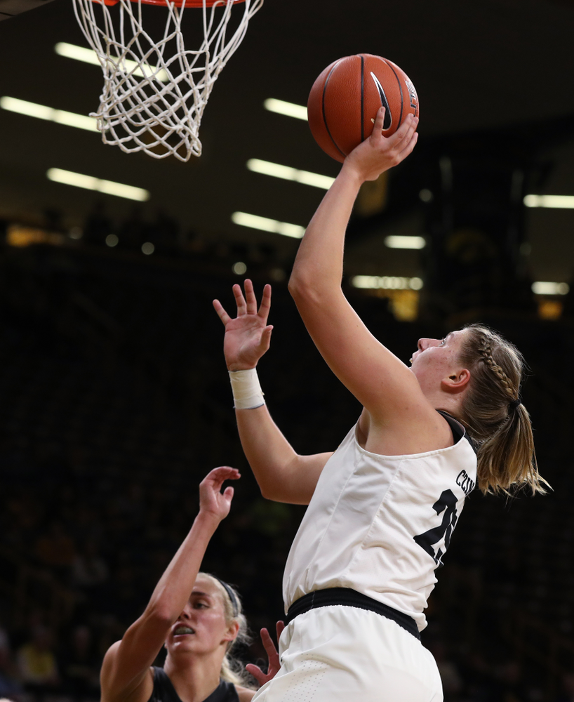 Iowa Hawkeyes forward/center Monika Czinano (25) against Dakota Wesleyan University Tuesday, November 6, 2018 at Carver-Hawkeye Arena. (Brian Ray/hawkeyesports.com)