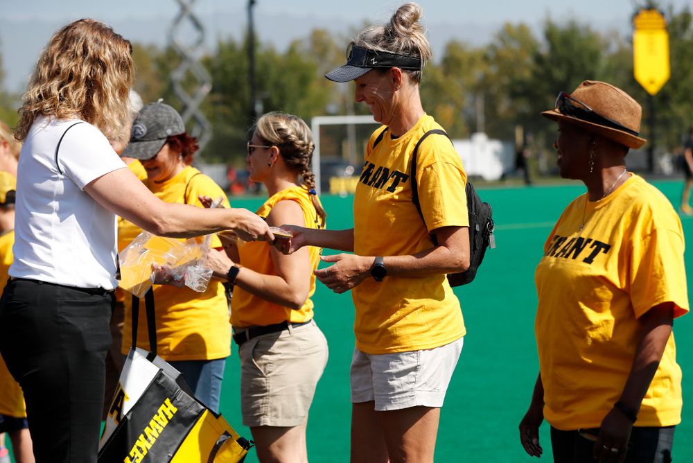 Former field hockey players receive their varsity letters before the Iowa Hawkeyes game against Indiana Sunday, September 16, 2018 at Grant Field. (Brian Ray/hawkeyesports.com)
