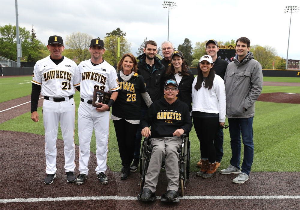Iowa Hawkeyes Chris Whelan (28) during senior day festivities before their game against Michigan State Sunday, May 12, 2019 at Duane Banks Field. (Brian Ray/hawkeyesports.com)