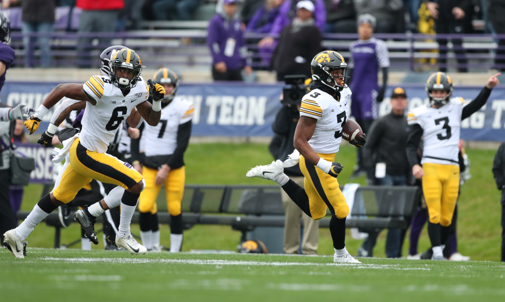 Iowa Hawkeyes wide receiver Tyrone Tracy Jr. (3) against the Northwestern Wildcats Saturday, September 28, 2019 at Kinnick Stadium. (Max Allen/hawkeyesports.com)