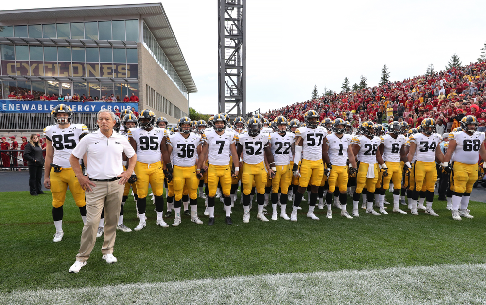 Iowa Hawkeyes head coach Kirk Ferentz against the Iowa State Cyclones Saturday, September 14, 2019 at Jack Trice Stadium in Ames, Iowa. (Brian Ray/hawkeyesports.com)