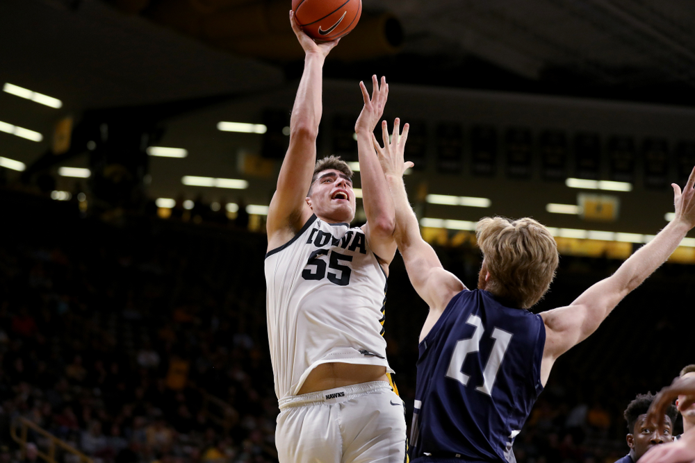 Iowa Hawkeyes forward Luka Garza (55) against North Florida Thursday, November 21, 2019 at Carver-Hawkeye Arena. (Brian Ray/hawkeyesports.com)