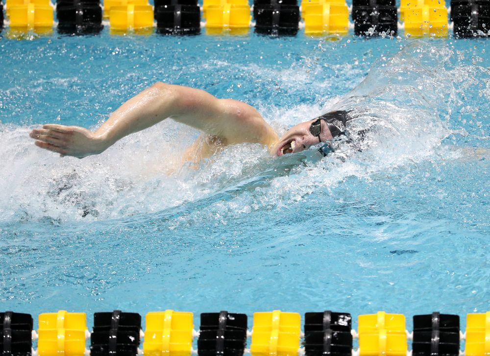 Iowa's Mateusz Arndt swims the second leg of the 800 freestyle relay at the 2019 Big Ten Swimming and Diving meet Wednesday, February 27, 2019 at the Campus Wellness and Recreation Center. (Brian Ray/hawkeyesports.com)