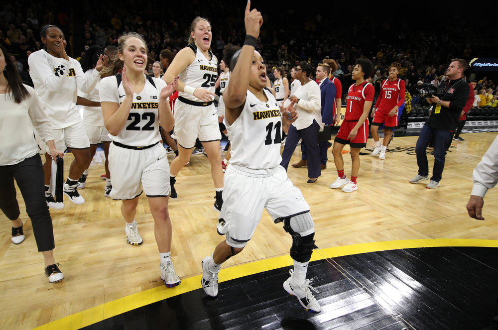 Iowa Hawkeyes guard Tania Davis (11) against the Rutgers Scarlet Knights Wednesday, January 23, 2019 at Carver-Hawkeye Arena. (Brian Ray/hawkeyesports.com)