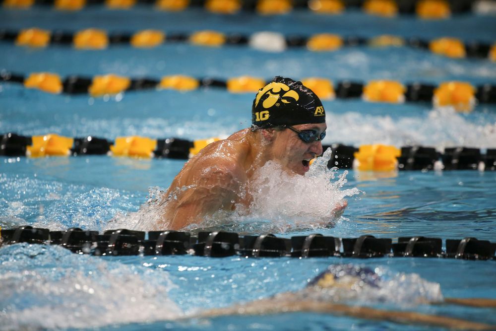 Iowa’s Michael Tenney swims the 200-yard individual medley during the Iowa swimming and diving meet vs Notre Dame and Illinois on Saturday, January 11, 2020 at the Campus Recreation and Wellness Center. (Lily Smith/hawkeyesports.com)