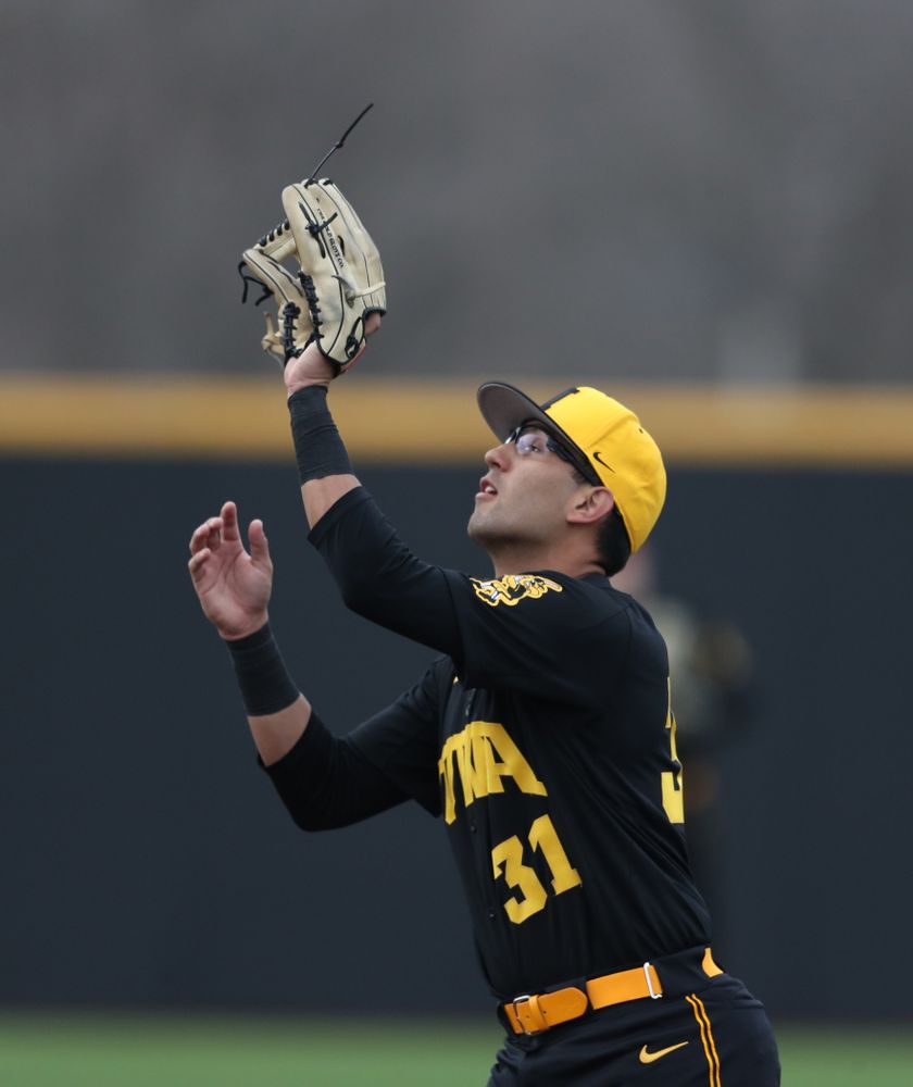Iowa Hawkeyes infielder Matthew Sosa (31) against Simpson College Tuesday, March 19, 2019 at Duane Banks Field. (Brian Ray/hawkeyesports.com)