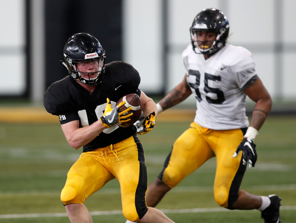 Iowa Hawkeyes wide receiver Max Cooper (19) during spring practice Wednesday, March 28, 2018 at the Hansen Football Performance Center. (Brian Ray/hawkeyesports.com)