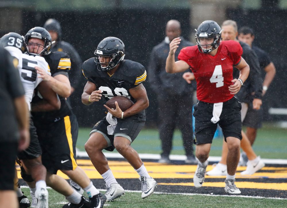 Iowa Hawkeyes running back Toren Young (28) during camp practice No. 15 Monday, August 20, 2018 at the Hansen Football Performance Center. (Brian Ray/hawkeyesports.com)